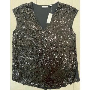 New York and Company New with Tags Black Sequin Blouse Size Medium
